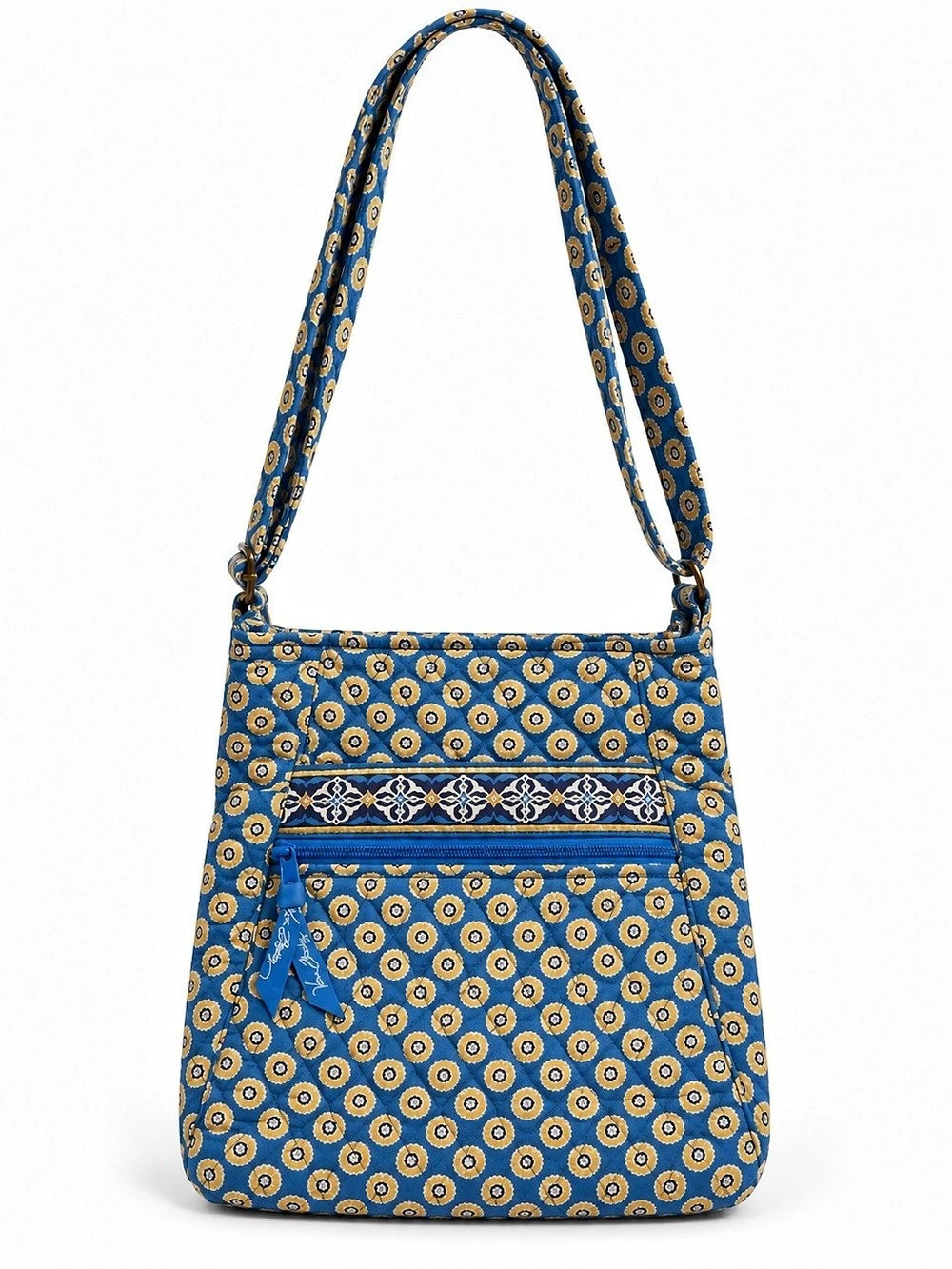 Vera Bradley Blue Mustard Floral Quilted Hipster Crossbody Shoulder Bag